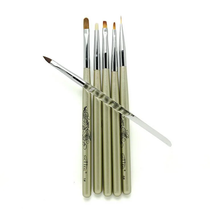 6 размеров/набор кисти для дизайна ногтей|acrylic nail brush|gel brush nailuv gel |