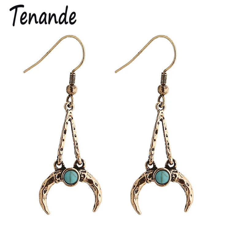 Женские богемные серьги-подвески Tenande 2 цвета с полым натуральным камнем