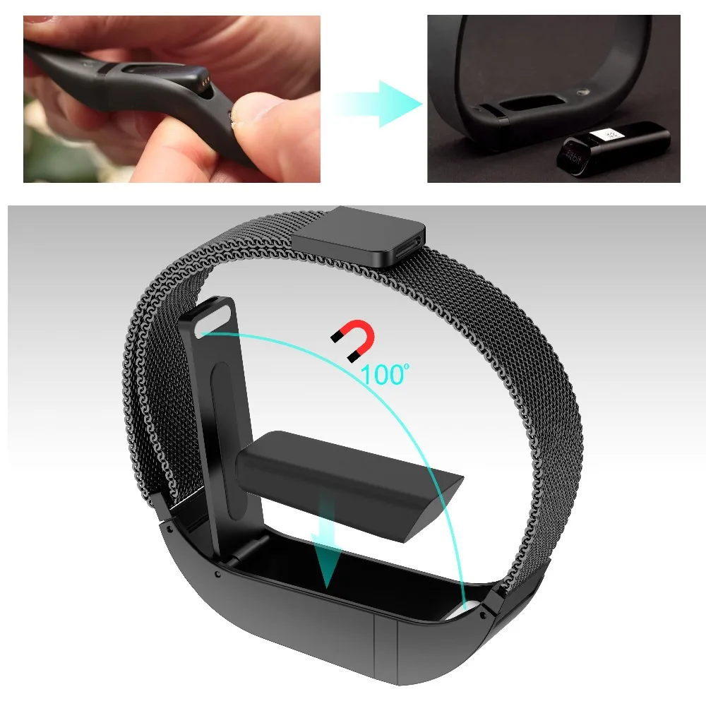 Браслет для Fitbit Flex 2 ремешок Миланская Магнитная Петля из нержавеющей стали смарт