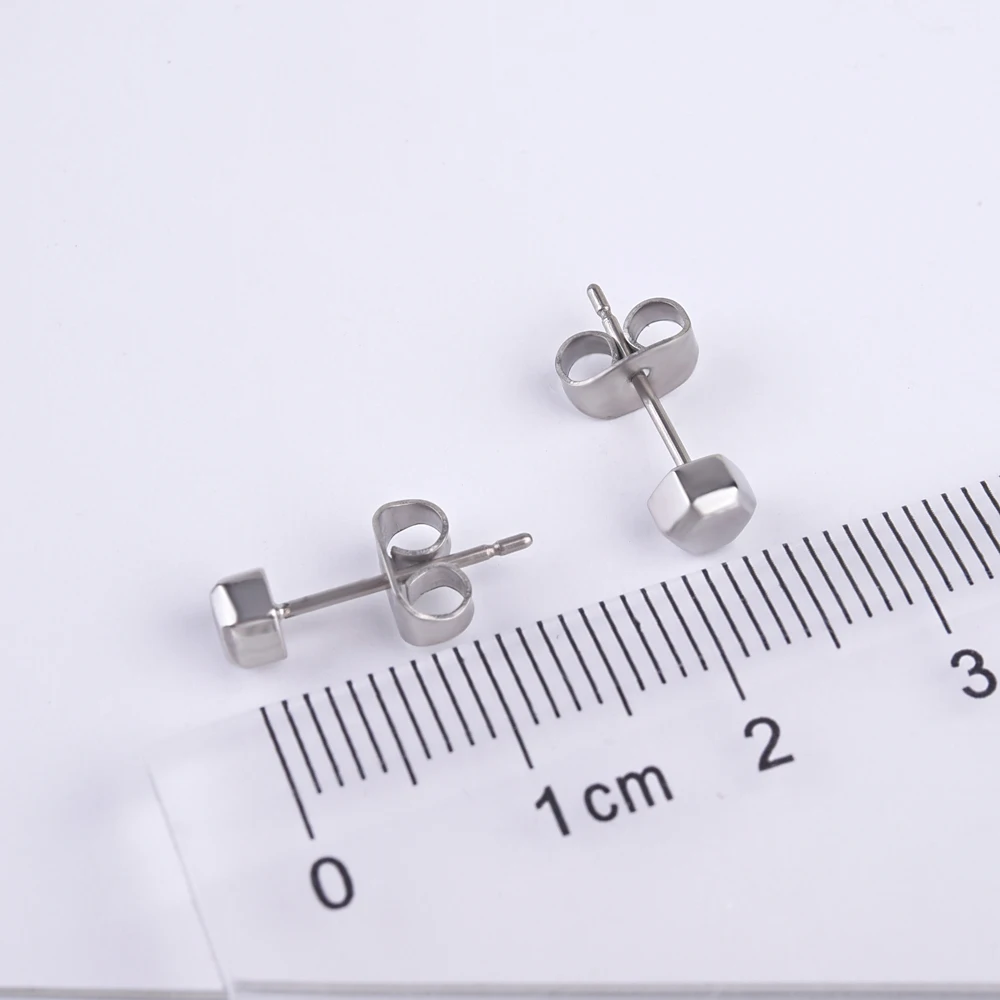 New Tiny Hexagons Design Pure Titanium Stud Earrings For Wen Women Girls Boys Christmas Gift Anti-allergic Ear Jewelry | Украшения и