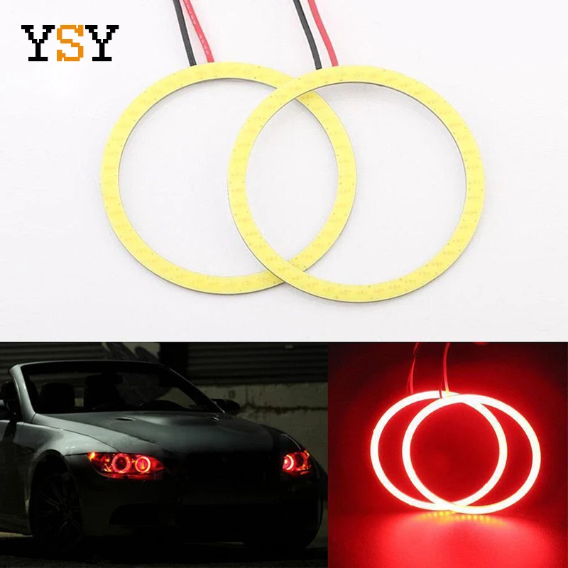 2 шт.(1 пара) COB Angel Eye Авто Halo кольца 70 мм 12 В 24 в фары 60 SMD автомобиль ангельские глазки мотоцикл 9-30 в белый красный желтый синий