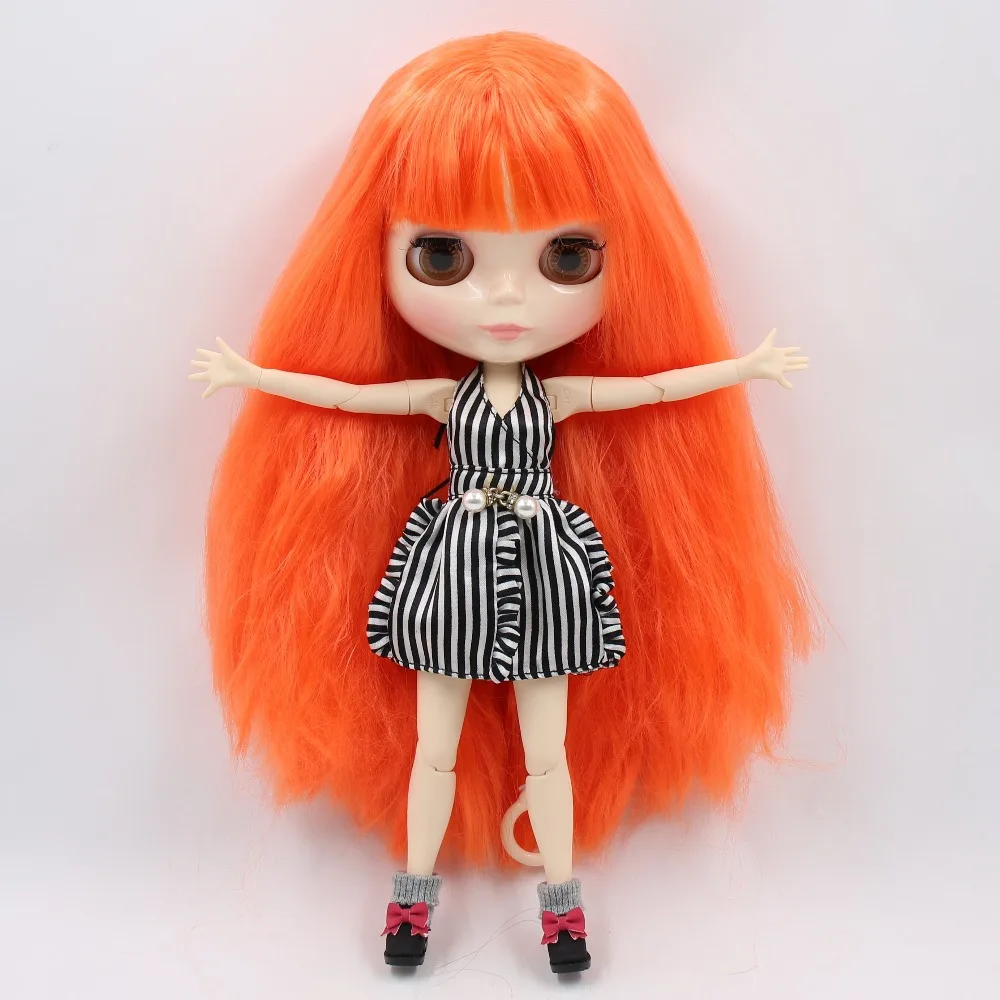 Фабричная кукла blyth 1/6 bjd шарнирное тело белая кожа 30 см Длинные оранжевые волосы
