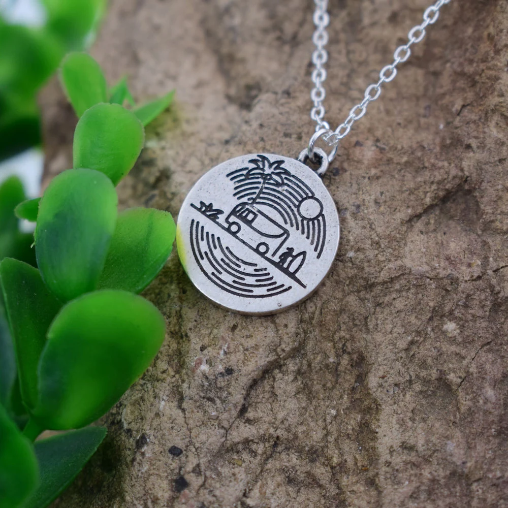 SanLan Серфер ожерелье ждет идеальных волн ювелирные изделия с автобусом