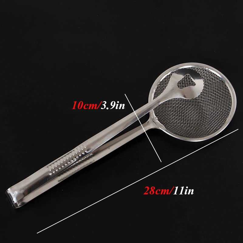 Creative Filter Spoon with Clip Multi-functional Stainless Steel Colander Oil-Frying Fried Food Kitchen Tongs | Дом и сад