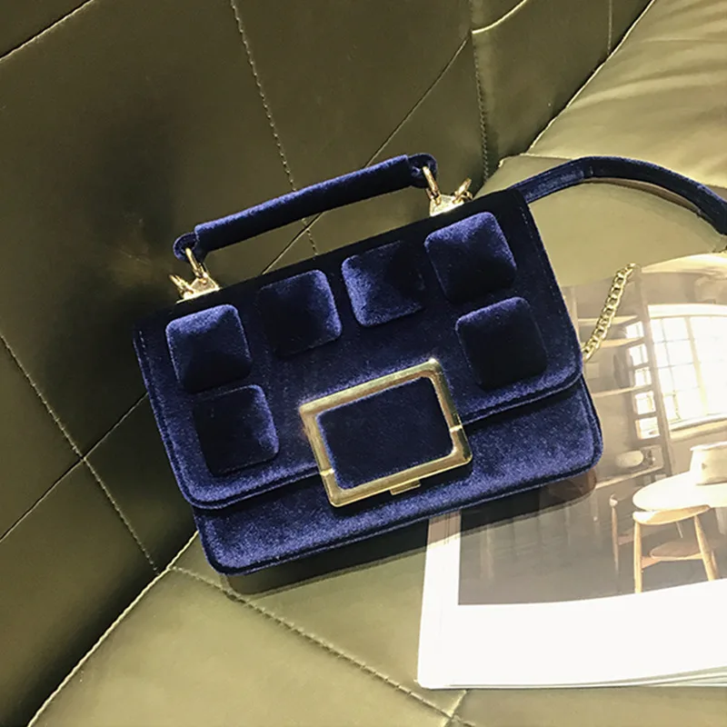 Бархатная сумка-мессенджер для девочек маленькая квадратная сумка