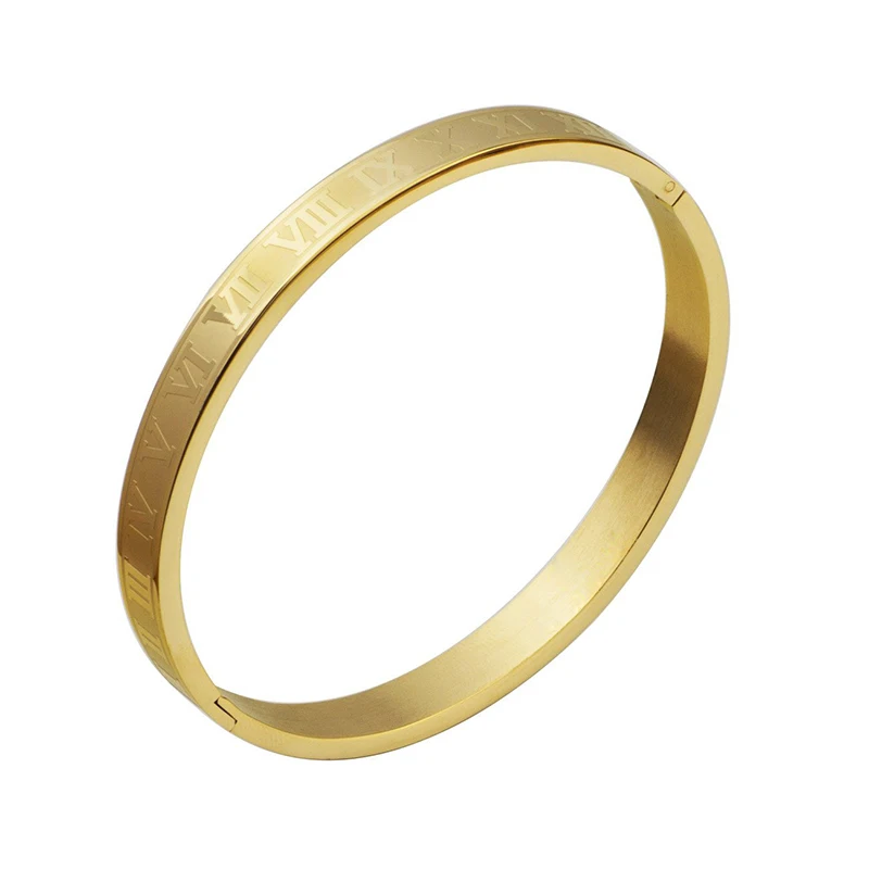 Gold Men size Любовь Браслеты с римскими цифрами золотые браслеты для женщин 316L нержавеющая сталь браслеты-манжеты и браслеты золотого цвета женские ювелирные изделия подарок - Окраска металла: Gold Men size