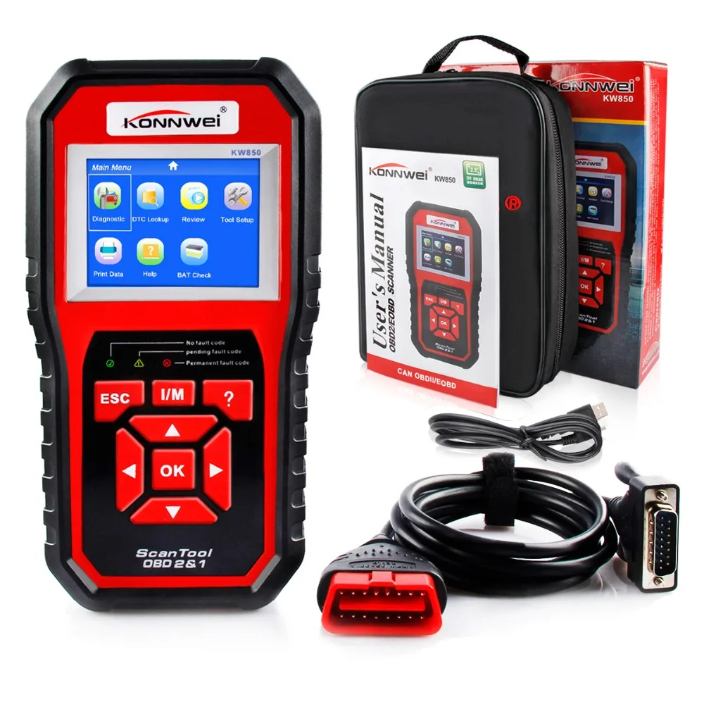 OBD2 автоматический сканер KONNWEI KW850 сканер универсальный считыватель кодов многоязычный диагностический инструмент OBD 2 автоматический сканер