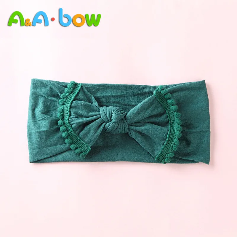 Diademas anchas de nailon para ni&ntilde;a, cintas para la cabeza con lazo de nailon, turbante con nudo, accesorios para el cabello, 1 unids/lote-5