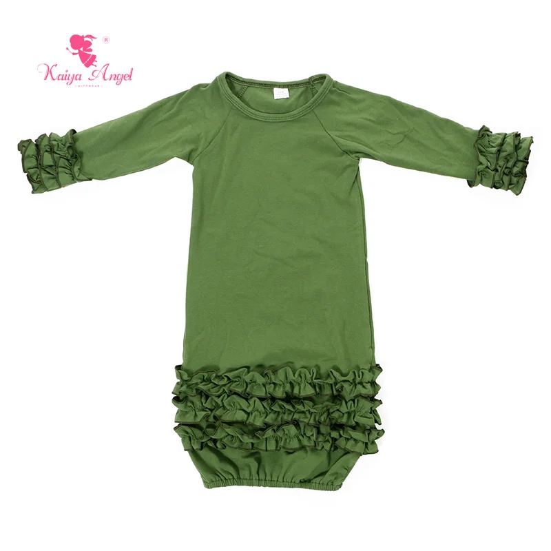 10 army green Kaiya Angel детский спальный мешок с оборками, хлопковый спальный комплект для младенца, мини-персик, Одноцветный спальный мешок с рукавом 3/4 - Цвет: 10 army green