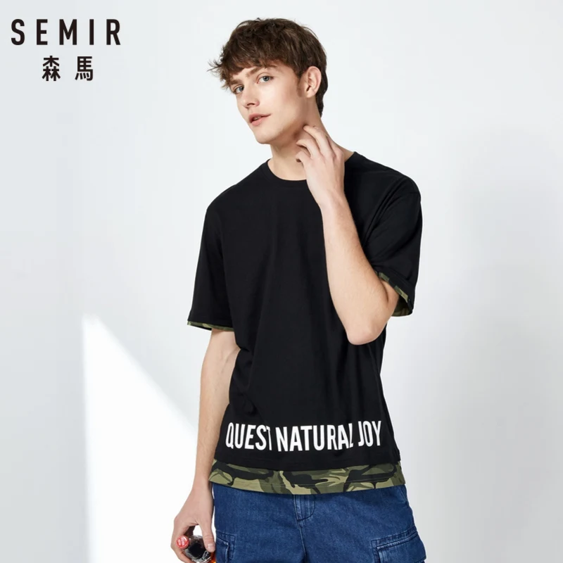 SEMIR футболка с короткими рукавами для мужчин 2019 лето новая свободная хлопковая