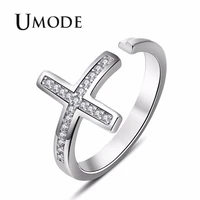 umode cross fashionable cz wedding open rings for women engagement womens designer jewelry luxury accessories jewellery ur0431