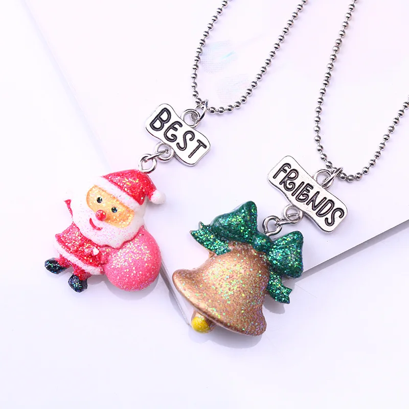 2 шт./компл. Санта ожерелье с колокольчиками набор для детей Смола Сплав Best друзья