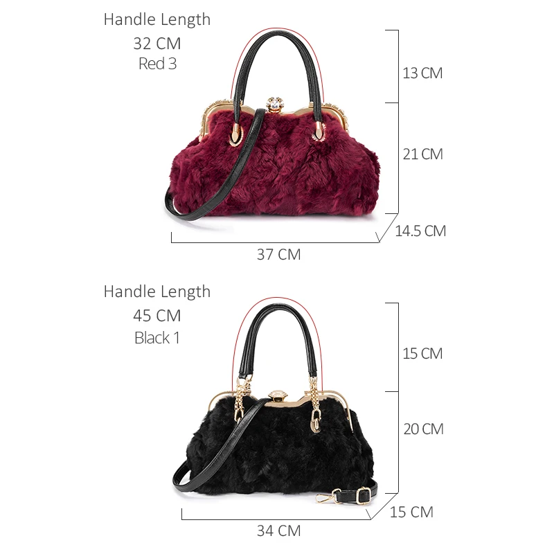 

REALER Women Handbags Real Rabbit Fur Bag Female Luxury Top-handle Bag Crossbody Shoulder Bags for Ladies High Quality Purses