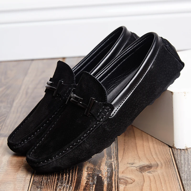 Men Shoes Loafers Casual Slip On Loafer Fur Moccasins Suede Size 6.5-10 Luxury Genuine Leather Driving | Обувь