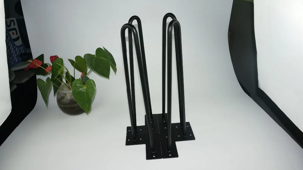 [Free shipping] 4 pcs 16&quot black metal furniture hairpin legs 2-rod/pin style | Мебель