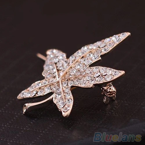 Женские броши модный дизайн кленового листа Нежная брошь со стразами ювелирное