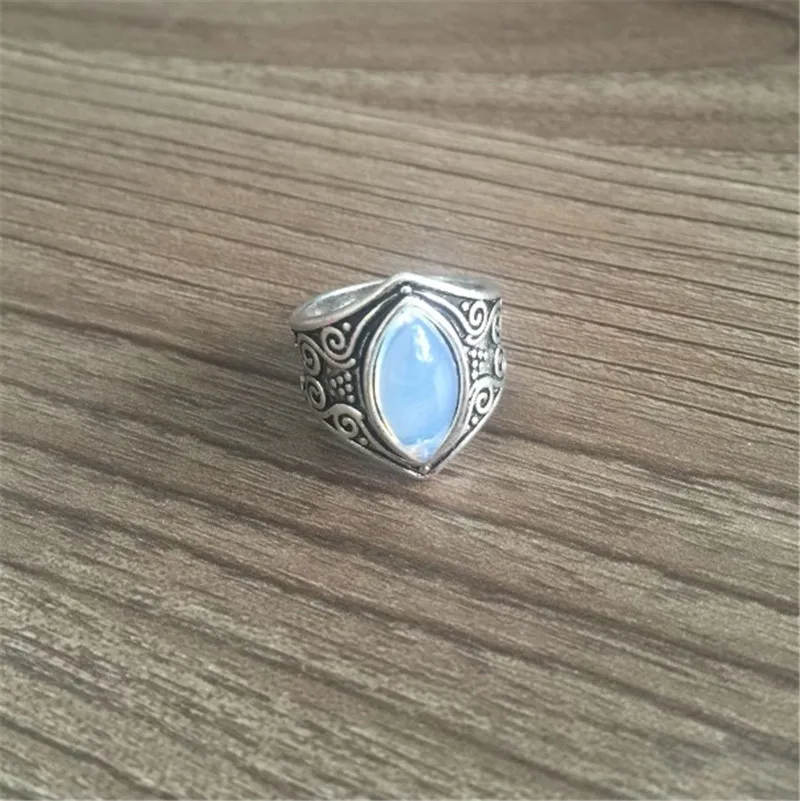 2018 Новинка Лидер продаж Винтаж Серебряный Большой камень кольцо для Для женщин