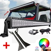 50 inch 5d 288w led light bar rgb bluetooth app controller with yj windshield mounting brackets for jeep wrangler yj 87 95