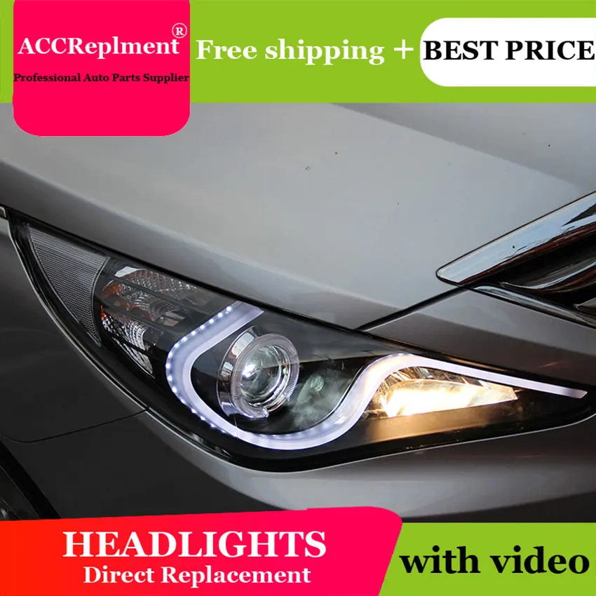 

Car Stylling Led head lamp for Sonata led headlights 2011-2014 S-type Angel eye led drl H7 hid Bi-Xenon Lens low beam