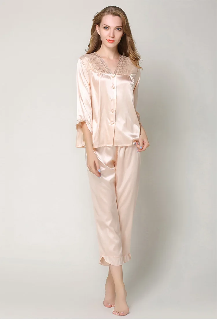 X003 MaiJee шелковые пижамы атласная Женская пижама Femme Pigiama Donna Pijama набор пижам для
