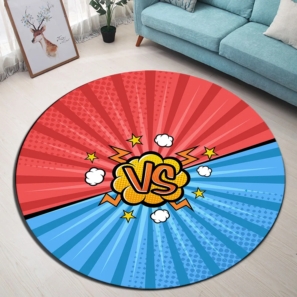 LB Красный против синего дуэли абстрактный домашний круглый напольный коврик для
