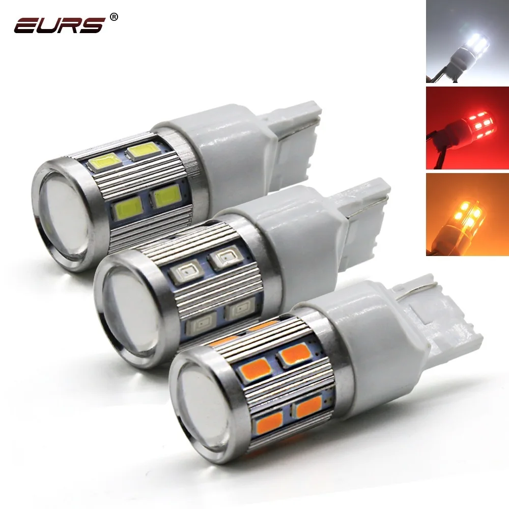 EURS 10 шт. 1156 BA15S 12 SMD Светодиодная лампа 1157 T20 7440 7443 Автомобильные светодиодные лампы
