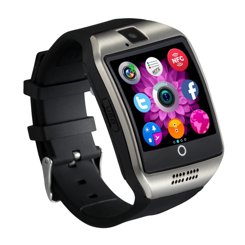 Q18 Смарт-часы Камера TF sim-карты телефон часы синхронизации SMS Facebook Twitter Bluetooth Smartwatch