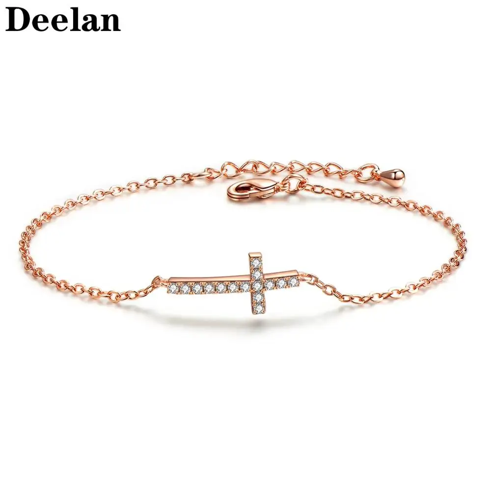 DEELANAdjustable Модный Крест Браслеты из нержавеющей стали для женщин ювелирное