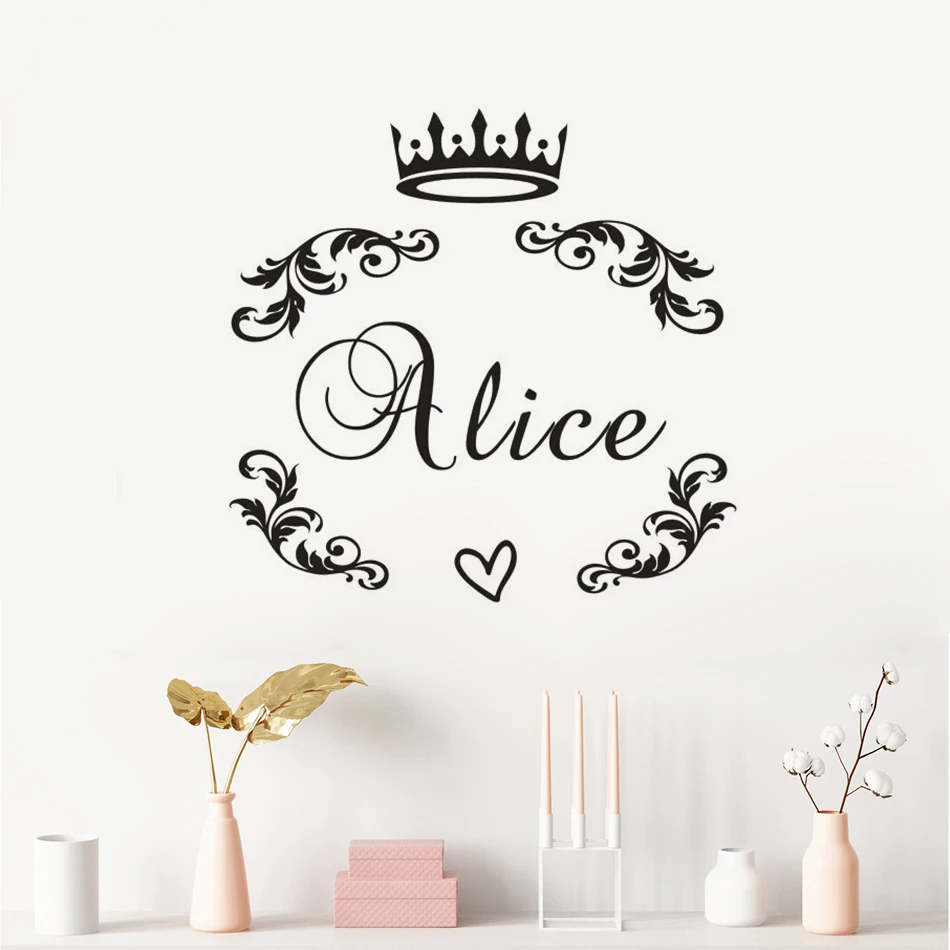 Виниловые наклейки с именем принцессы на заказ украшения для детской комнаты