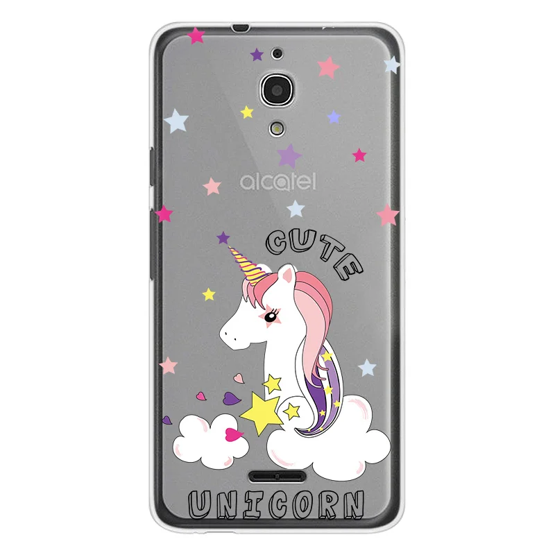 Unicorn Phone Case For Alcatel Idol 5S A2 A3 A7 XL A5 LED PIXI 4 (4 5 6) 3G 4G U5 HD Cute Rainbow Horse Transparent cover |