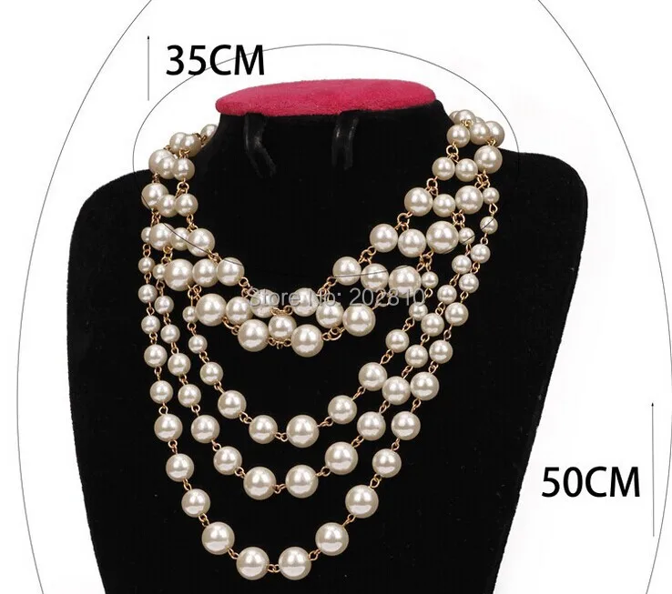 Ожерелье с жемчугом для девочек 5 слоев золотистое колье длиной 50 см Модная