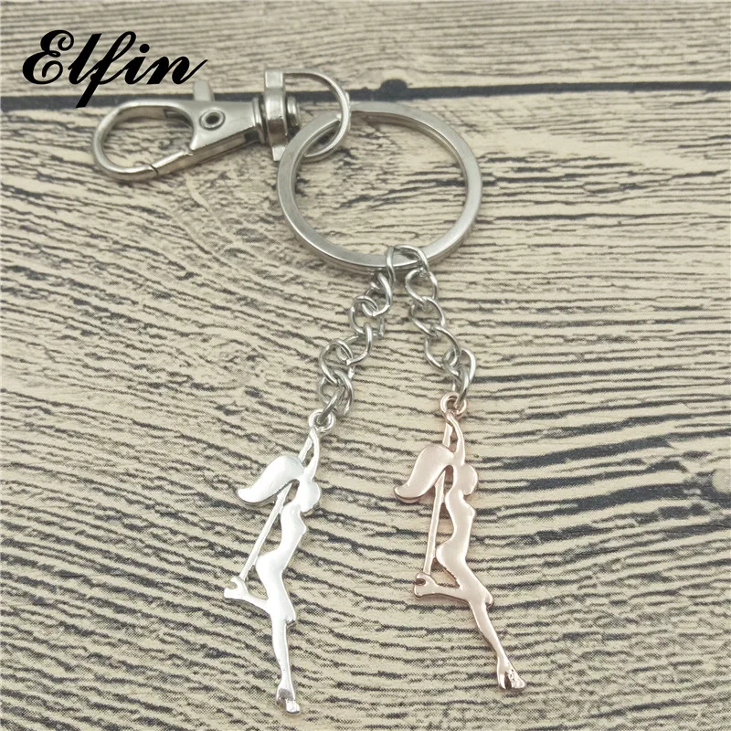 Elfin, модные брелки для танцовщицы на шесте, Полоска, танцовщица, силуэт, подарок для девичника, вечерние Брелки для женщин, фигурка брелка для ключей, ювелирные изделия