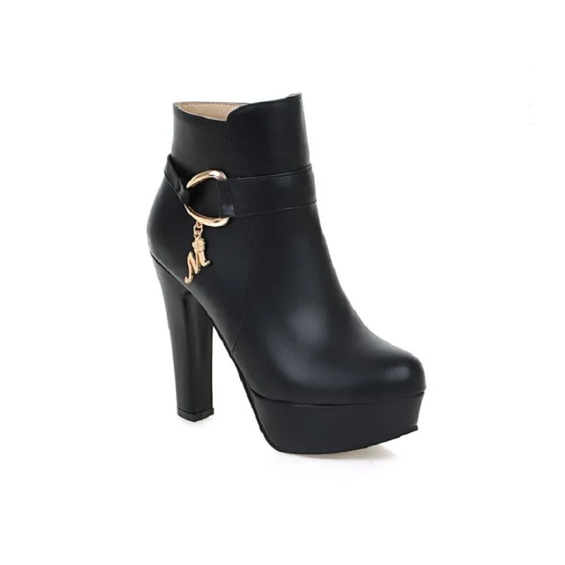 

lady casual high quality black pu leather boots female autumn & winter sweet white boots women leisure street boots shoes e2324