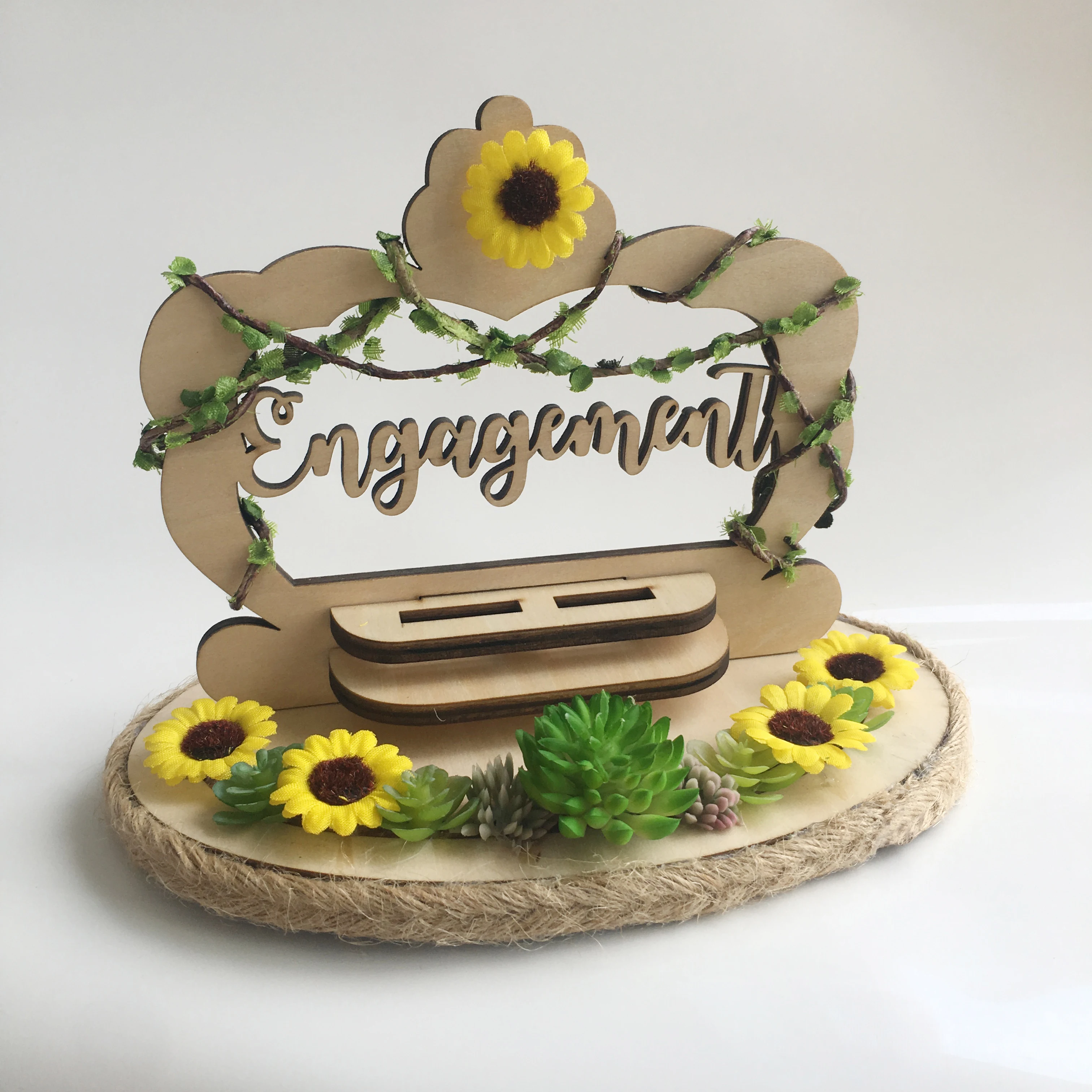 On sale custom name Anniversary Engagement rings bearer pillow wood wedding flower rustic ring box