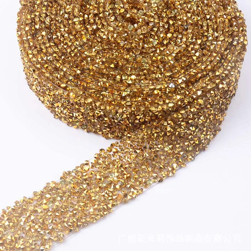 Lt.Col.Topaz Gold 1 ярд, стразы, лента, Горячая фиксация, стразы, аппликация, мотив, блестящие нашивки, кристаллы, отделка для обуви, 3 см - Цвет: Lt.Col.Topaz Gold