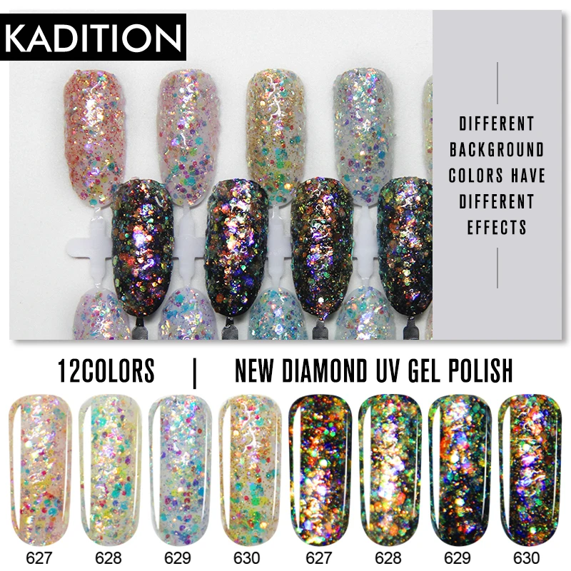 KADITION 5 мл Новый Алмазный Цветной Гель лак для ногтей Блестящие Блестки гели нейл