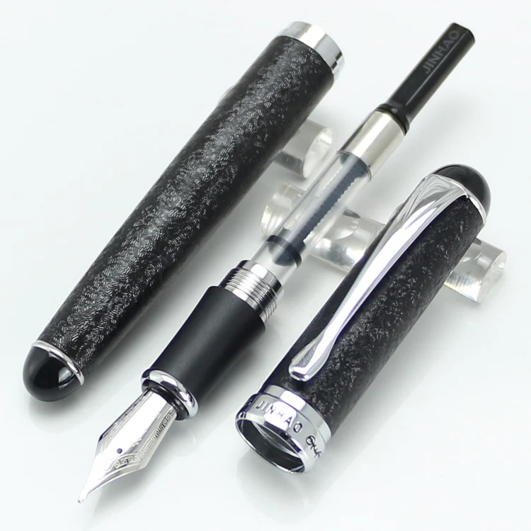 Перьевая ручка JINHAO черная шероховатая поверхность серебристый наконечник без
