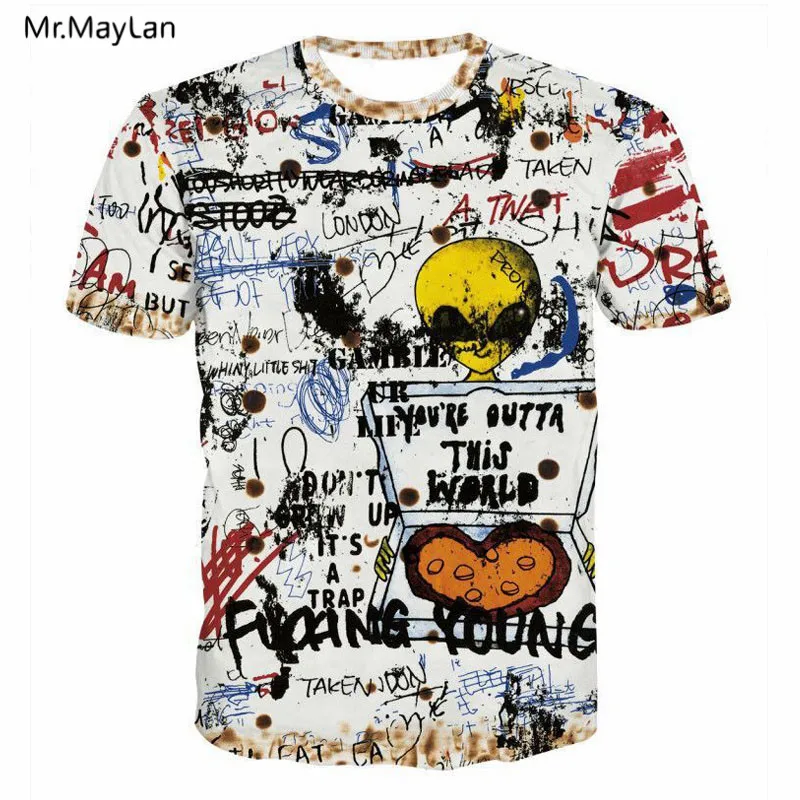 

3D Print Hipster Graffiti Doodle Alien Rainbow T-shirt Men/Women Casual Hiphop T shirt Tee Tshirt Tops 2018 Boy Clothes Harajuku