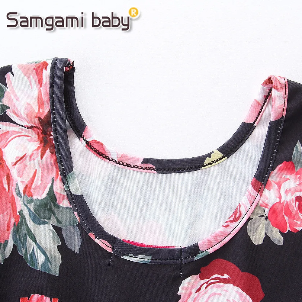 Модные одинаковые комплекты для семьи SAMGAMI весенние платья с длинными рукавами и