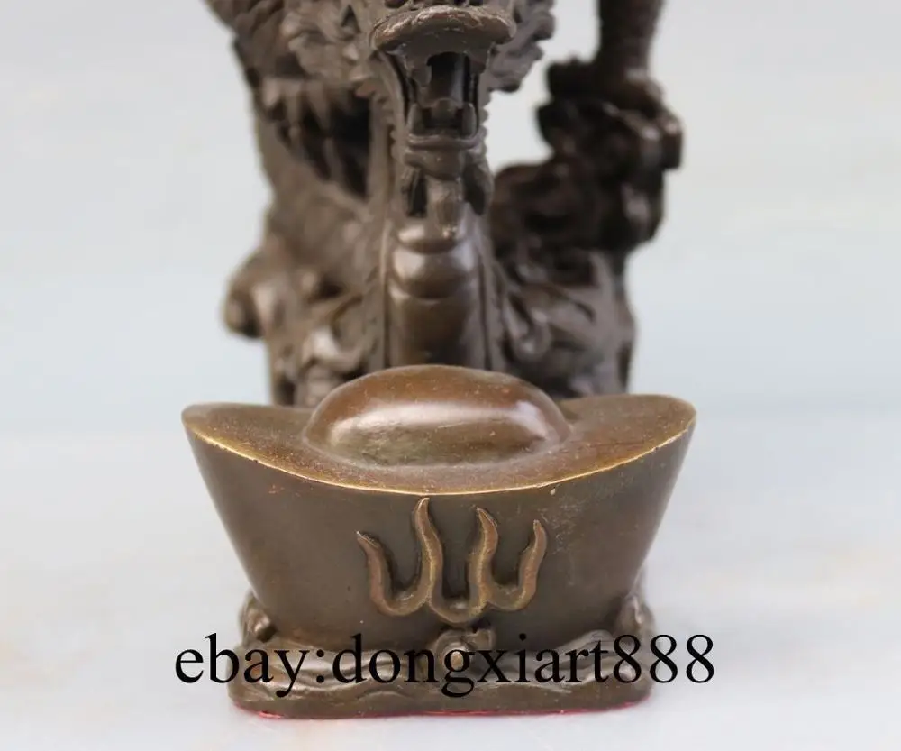 10&quot Chinese Zodiac Coffee Bronze Copper Dragon Wealth Fengshui Statue Sculpture | Дом и сад