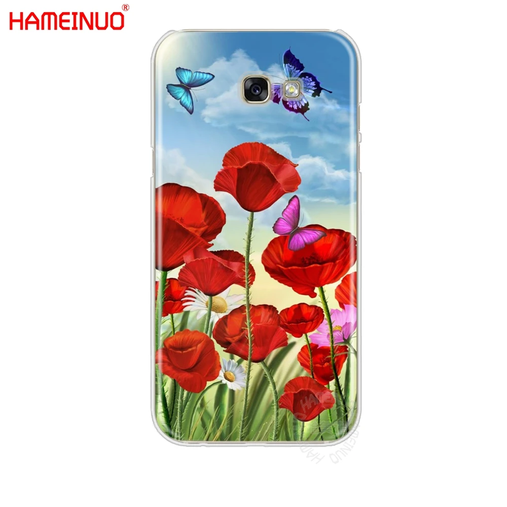 HAMEINUO чехол для сотового телефона с красным рисунком мака и цветов Samsung Galaxy A3 A310 A5