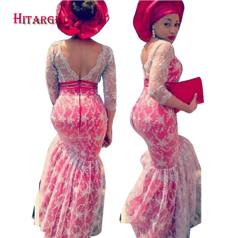 

2017 New African Sexy Lace Mermaid Dresses for Women Balessless Vestidos Dashiki African Wax Print Lace Dresses Clothing WY2386