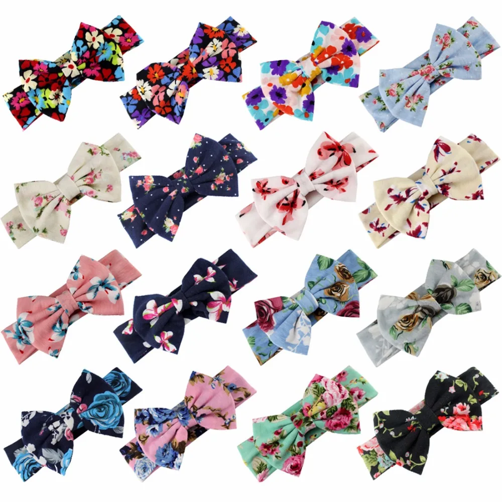 

10pcs / lot , print cotton messy bow headband , hair bowknot headdress hair accessories