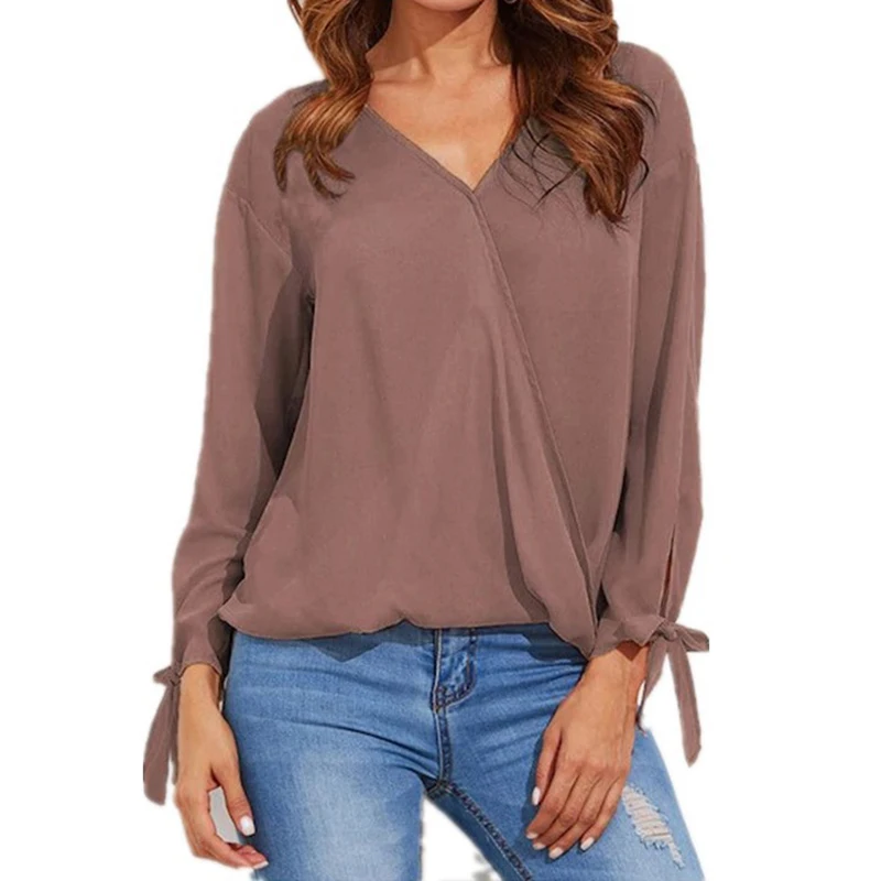2019 Spring Women Tops Korean Fashion Womens Clothing Cuff Bow Decoration Sexy Casual Blouse Shirt |