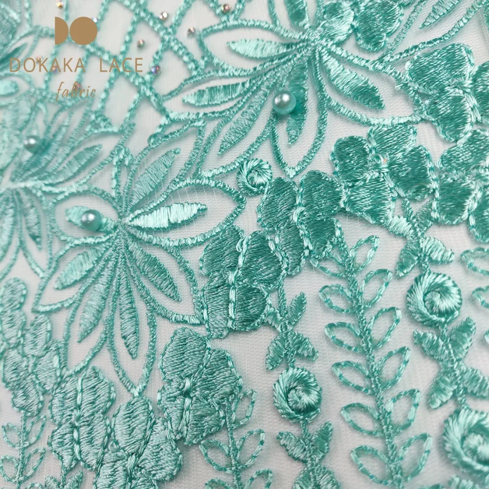 Африканский гипюровый сетчатый кружевной материал с ослепительными камнями и