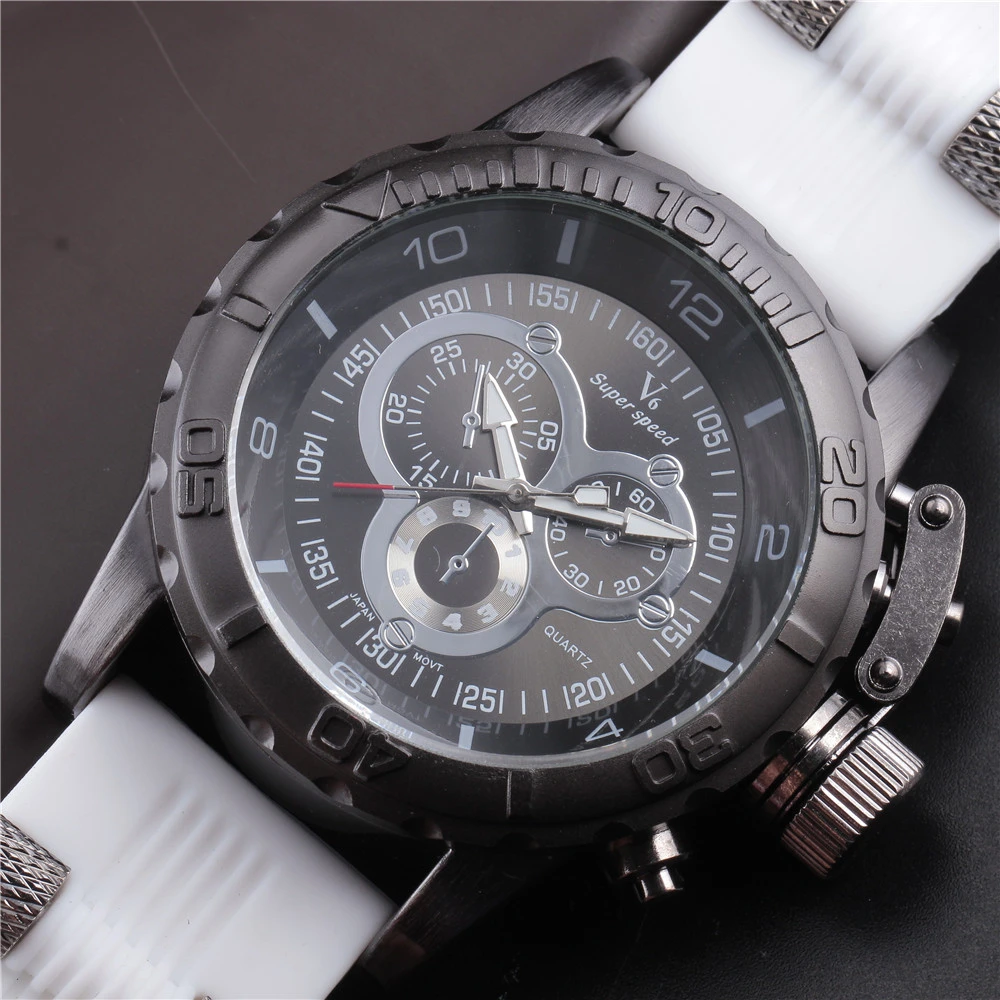 Мужские наручные часы V6 с резиновой лентой армейские военные мужские кварцевые