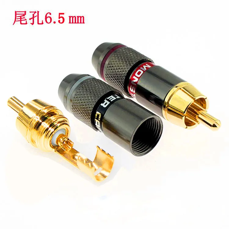 Hifi 8 шт. RCA штекер позолоченный 6 мм Мужской Двойной самоблокирующийся Лотос провода разъемы аудио адаптер