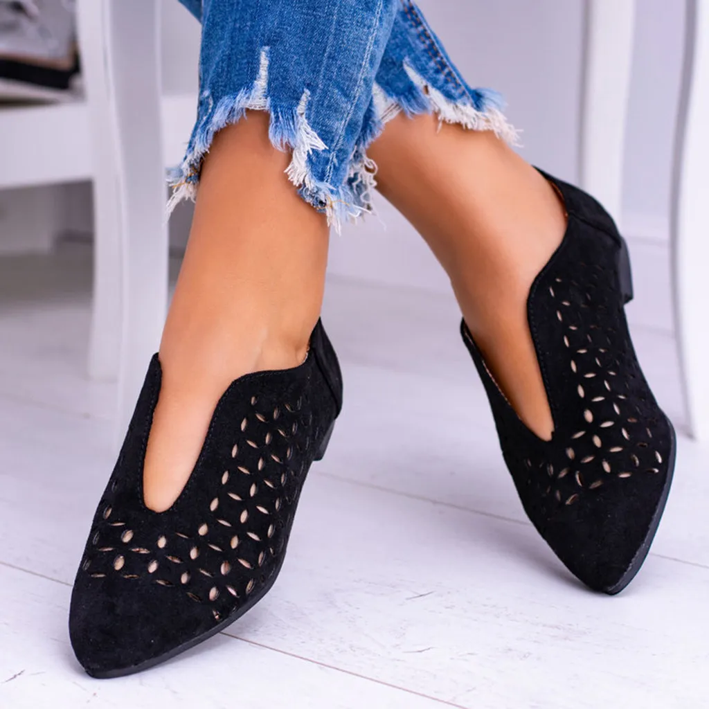 Женская модная повседневная обувь в римском стиле на низком каблуке с острым