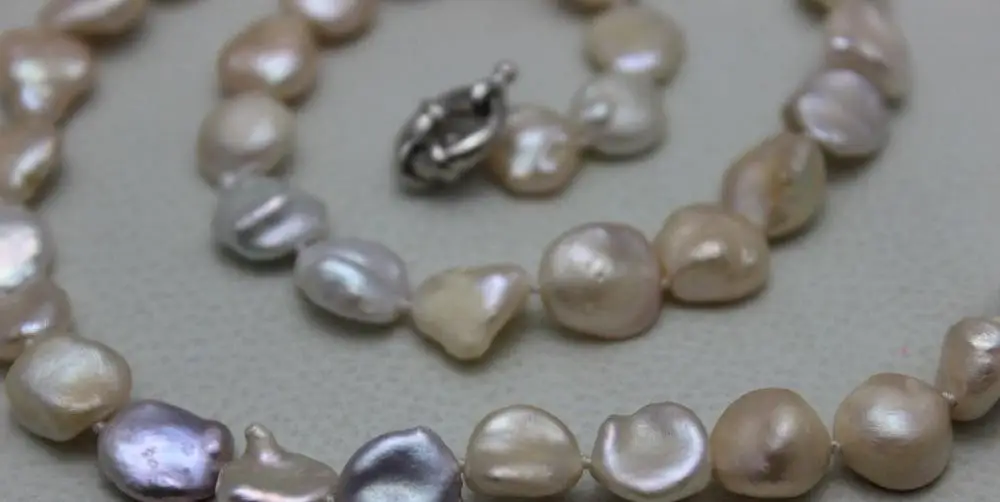 Многоцветный Пресной Воды жемчужное ожерелье в стиле барокко 11x11 мм 33.5 INCH