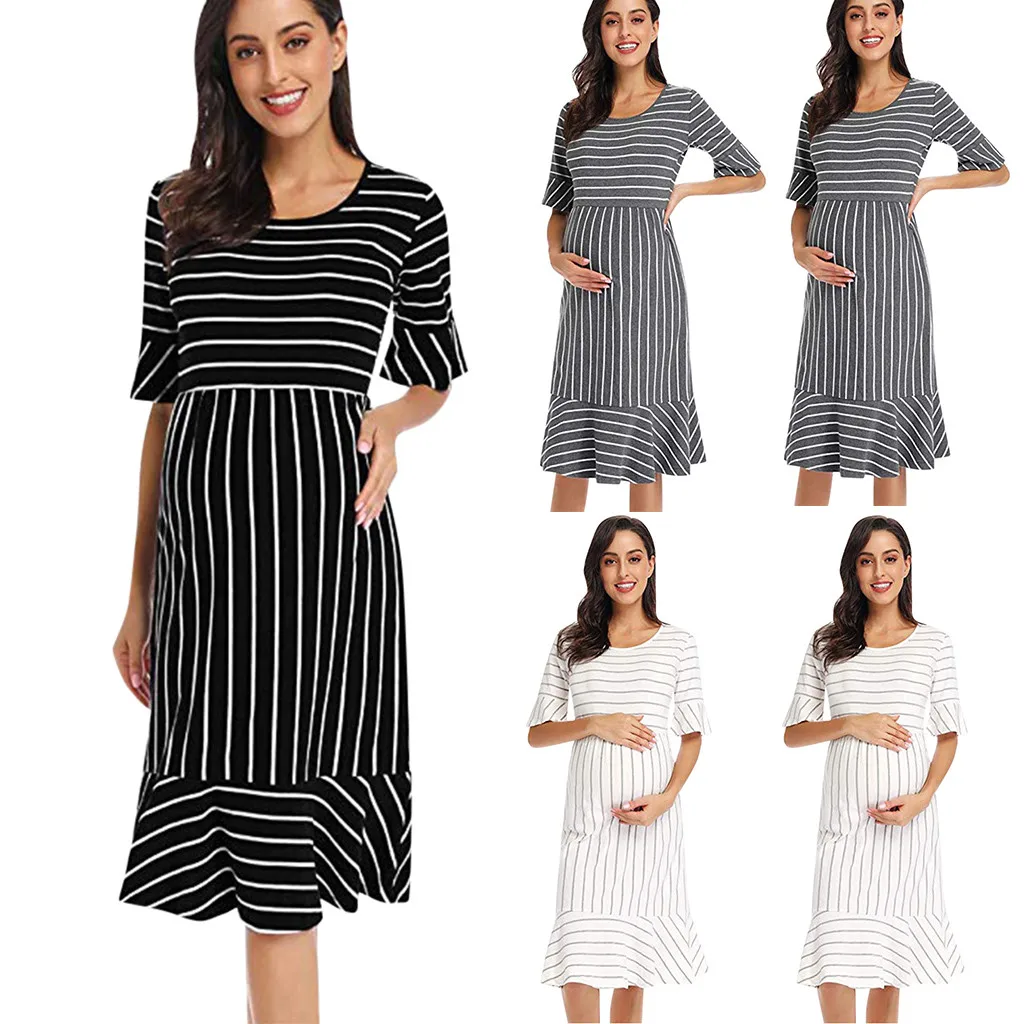 Женское платье для беременных новое модное женское летнее в полоску с